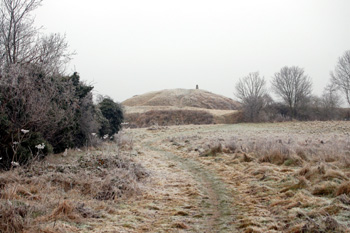 View to the motte from the outer bailey December 2008